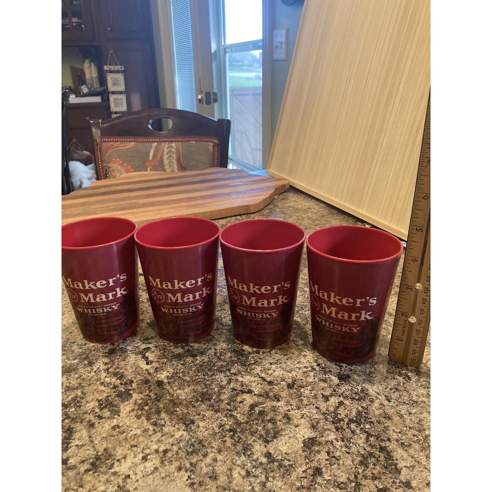 Maker's Mark Bourbon Whisky plastic cup 4 pack small 8 oz.